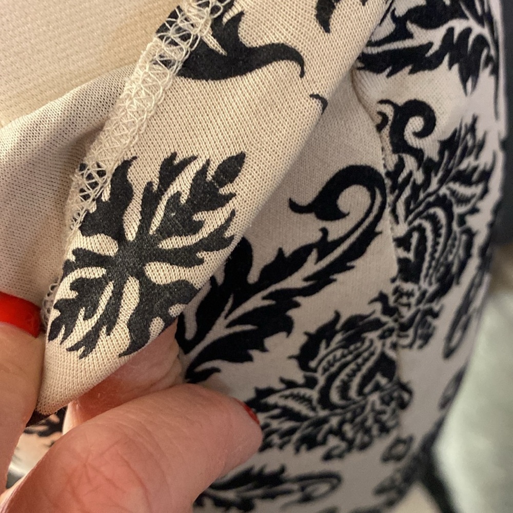 Black White Damask Pencil Skirt Stretch Classic Elegant Size S - Picture 4 of 7